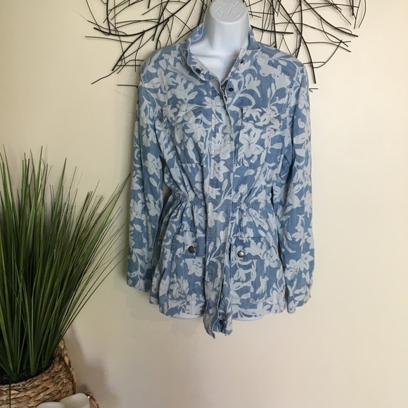 Draw strings floral soft jacket FOXCROFT blue - Picture 2 of 8